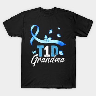 T1D Grandma T-Shirt Type 1 Diabetes Awareness Gift T-Shirt